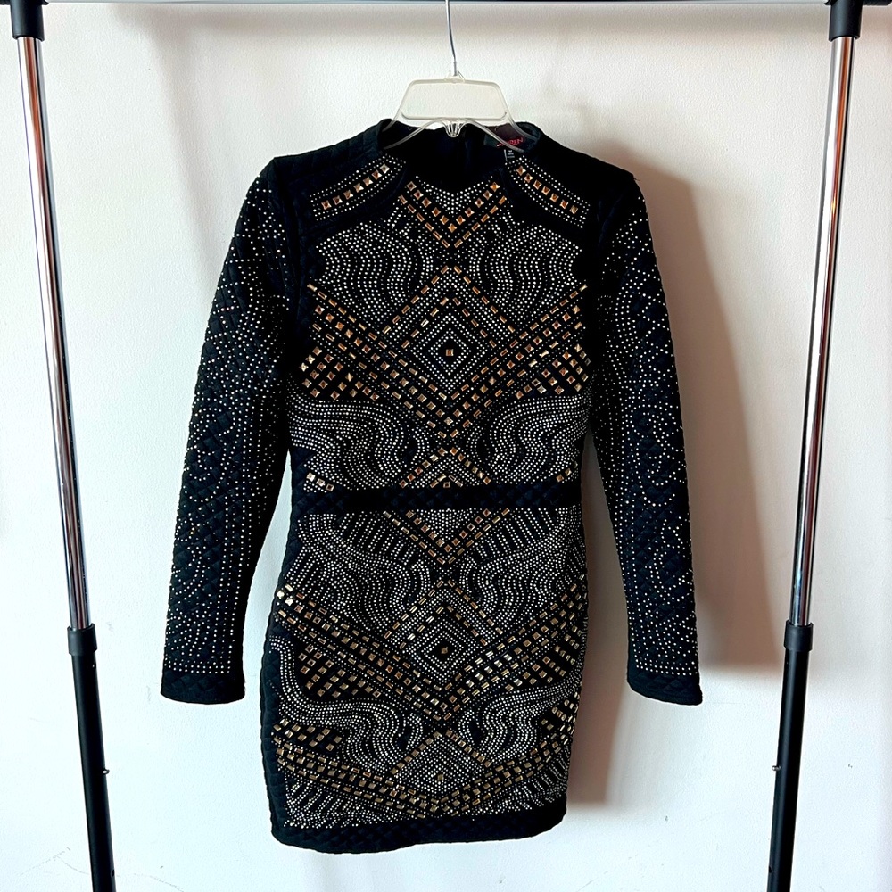 Rhinestone Quilted Party Dress